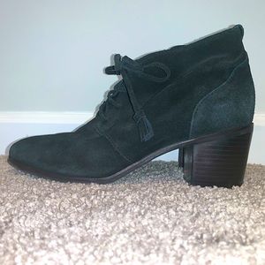 Black lace leather lining heel boots, size 10